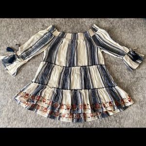 striped floral off the shoulder blouse